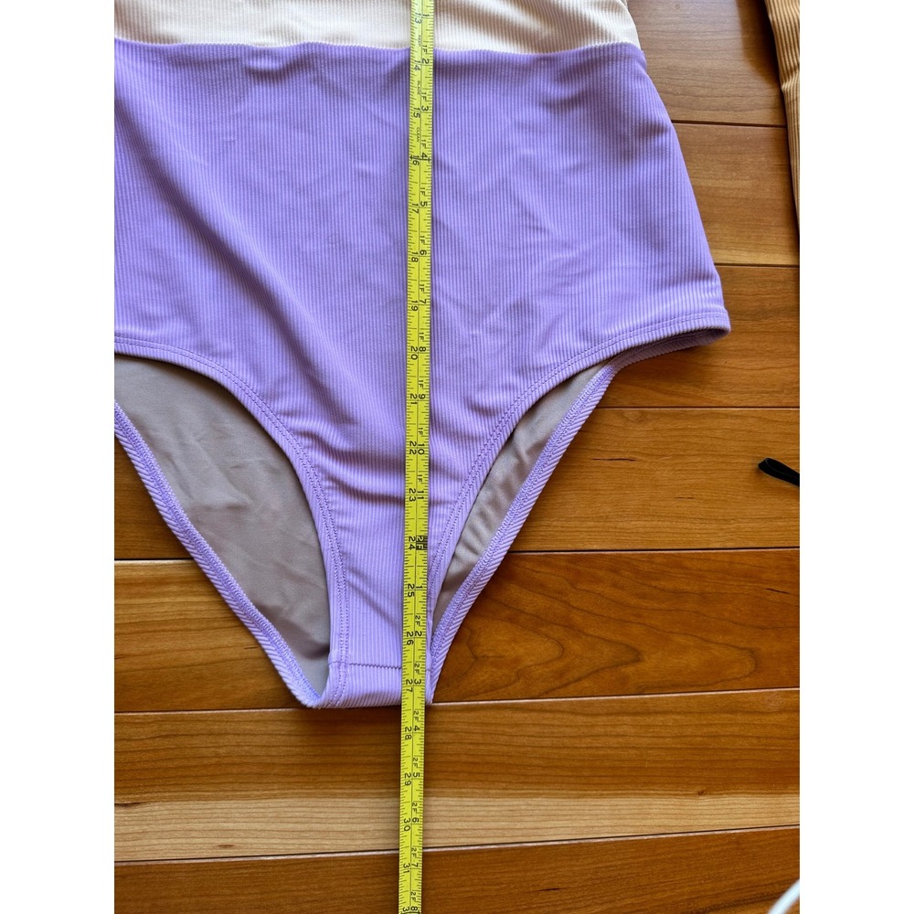 Seea Hermosa One-Piece Surf‎ Suit Ribbed Long Sleeve Colorblock Sweetheart NEW - Picture 4 of 4